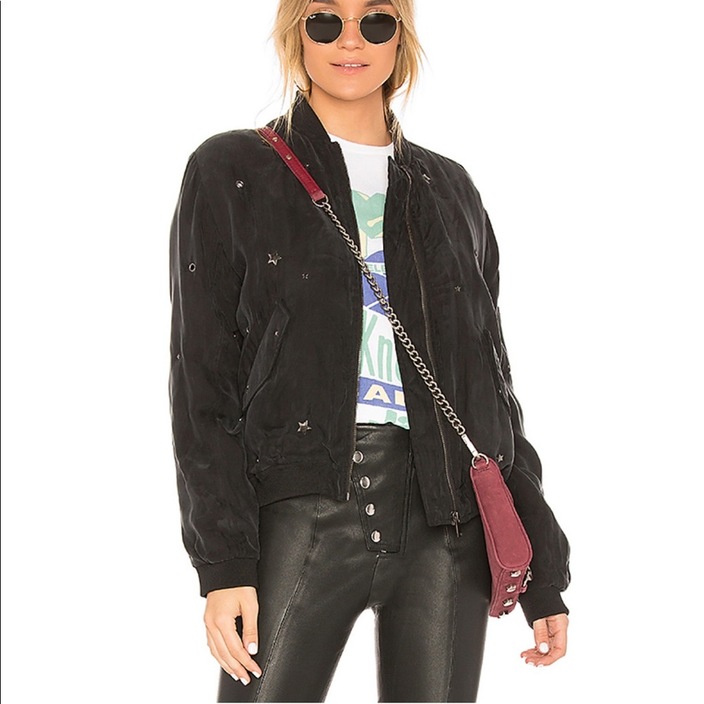 Ace Bomber Jacket in Black & Studded